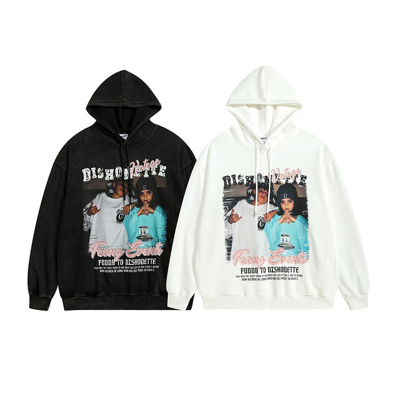 Men Hoodie Printed Hoodie Men's and Women's Oversize Hip Hop Retro Couple Hoodie