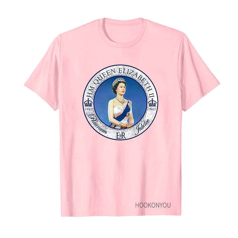 Inspired by Queen's Platinum Jubilee 2022 Elizabeth 70 Years T-shirt Printed round Neck Short Sleeve T-shirt