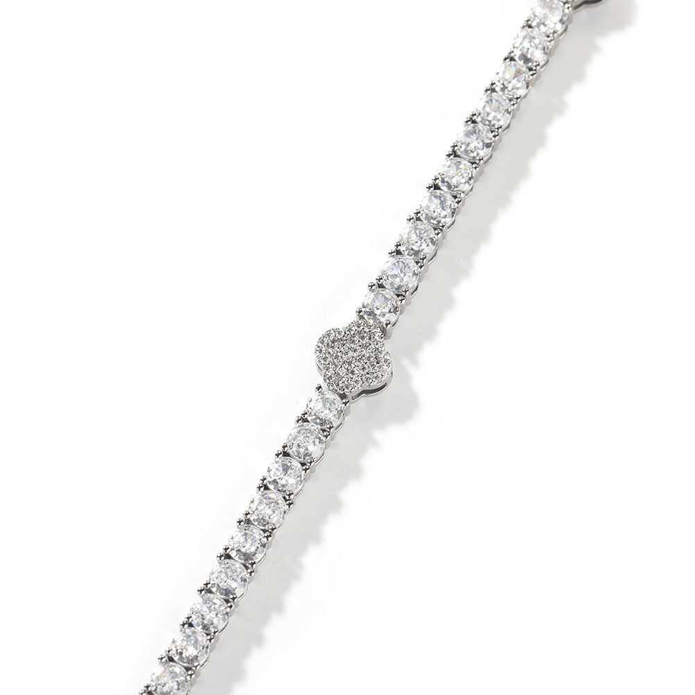 Bracelet Copper Zircon Diamond Clover Tennis Chain Light Luxury Spectrum St. Valentine's