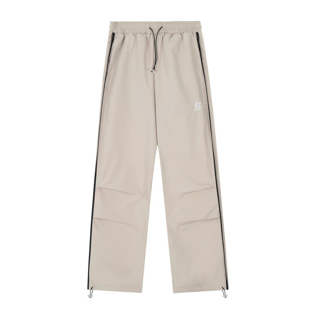 Men Sweatpants Pleated Stitching Exercise Casual Pants Loose Drawstring Ankle Banded Pants