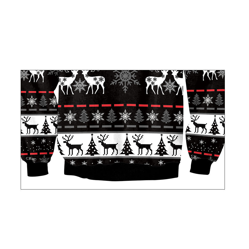 Ugly Christmas Sweater Animal Deer Digital Printed round Neck Long Sleeve T-shirt Couples Sweater