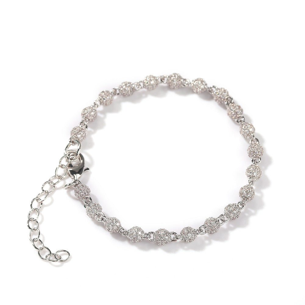 Bracelet Copper Zircon Bracelet Round Bead Bracelet ins St. Valentine's Royalty
