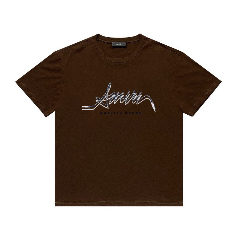 Amiri T Shirt Printed Casual Hip Hop round Neck Short Sleeve T-shirt