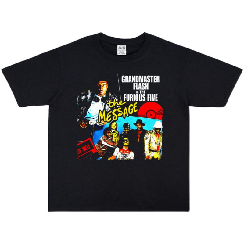 Rock Star T Shirt Grandmaster Flash & the Furious Five Master Fleish and Angry Five-Man T-shirt