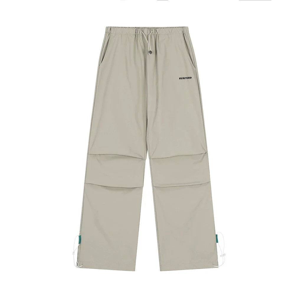 Men Sweatpants Pleated Casual Working Pants Men's Solid Color Straight-Leg Wide-Leg Pants