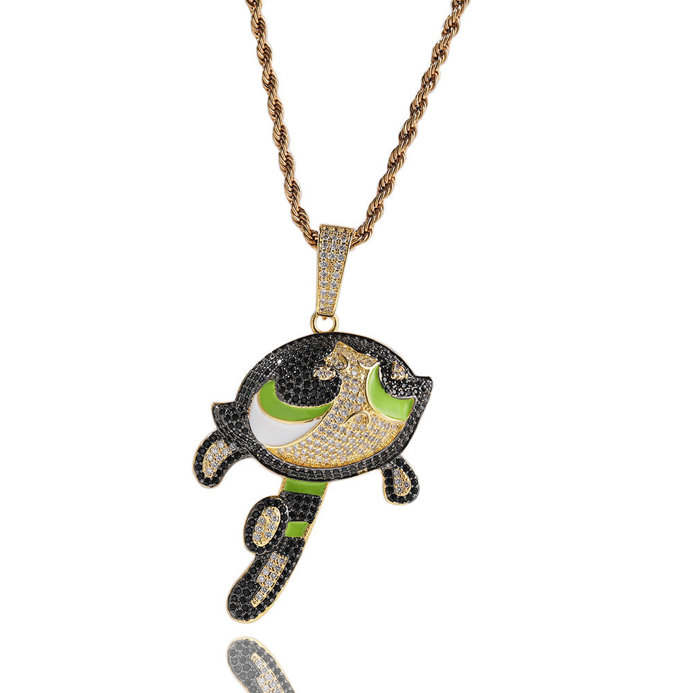 Jewelry Powerpuff Girls Spectrum St. Valentine's Pendant Hip Hop Copper Anime The Powerpuff Girls Spectrum St. Valentine's