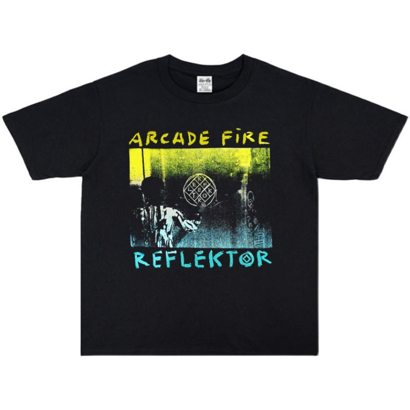 Rock Star T Shirt Arcade Fire Personalized Printed T-shirt Short Sleeve Cotton Men and Women