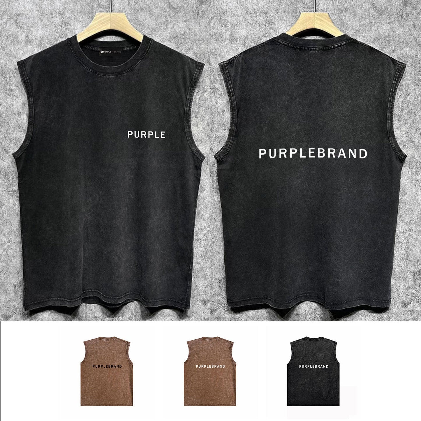 Purple Brand Distressed Tank T Shirts Distressed Sleeveless T-shirt Vest