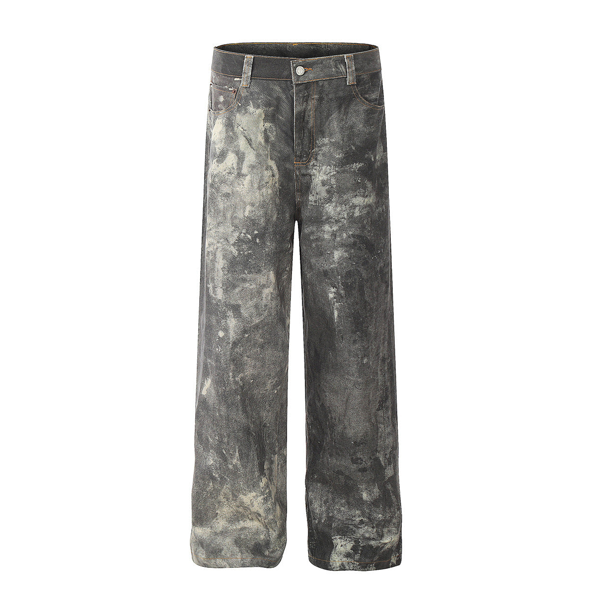 Unisex Pants Distressed Ink-splashed Wide-leg Jeans