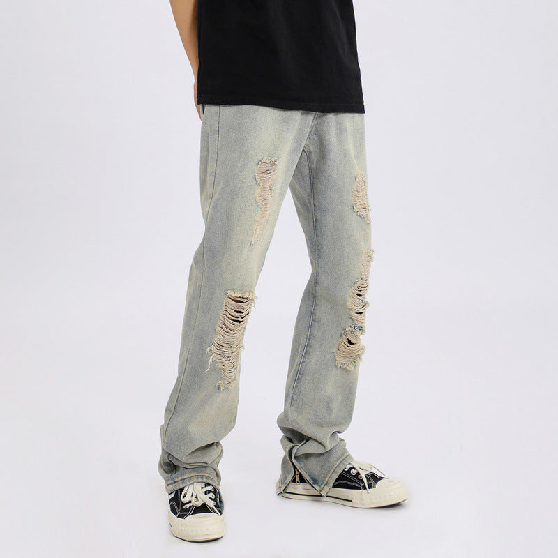 Men Jeans Ripped Jeans Men Baggy Straight Trousers