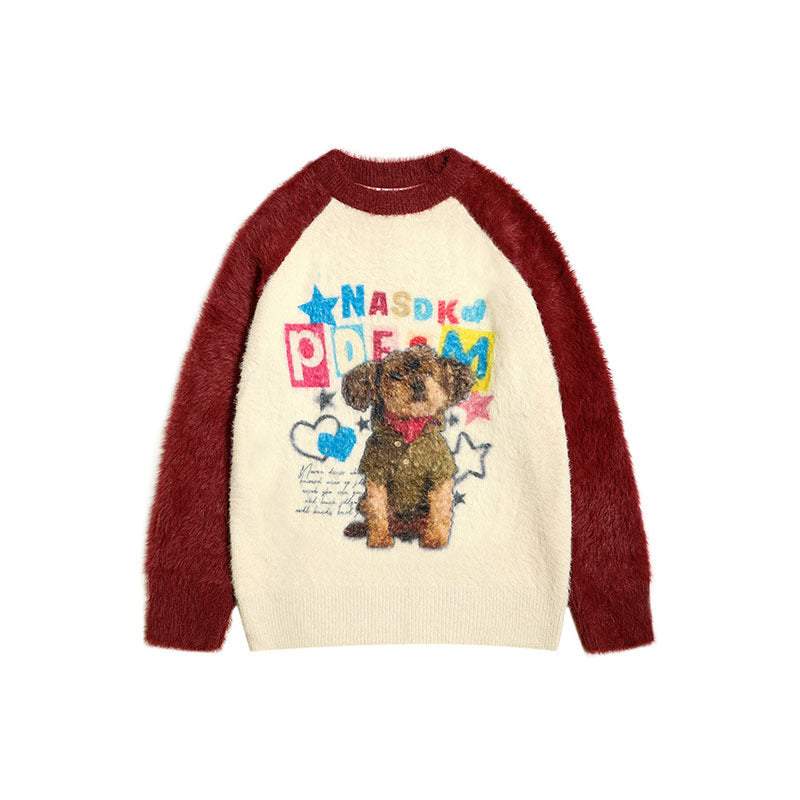 Women Sweater Animal Color Matching Sweater Retro Loose All-Match