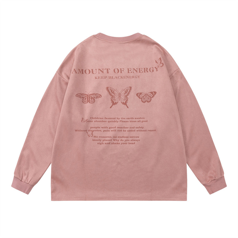 Men Long Sleeve T-Shirt Butterfly Print