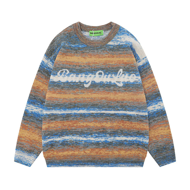 Women Sweater Idle Style Gradient Color All-Matching Knitted Sweater