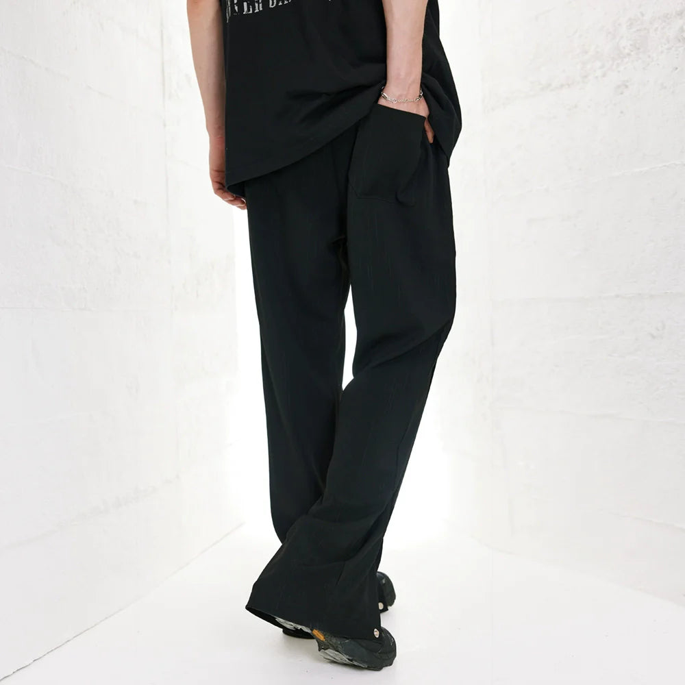 Men Sweatpants Straight Trousers Men's Loose Solid Color Wide-Leg Draggle-Tail Trousers