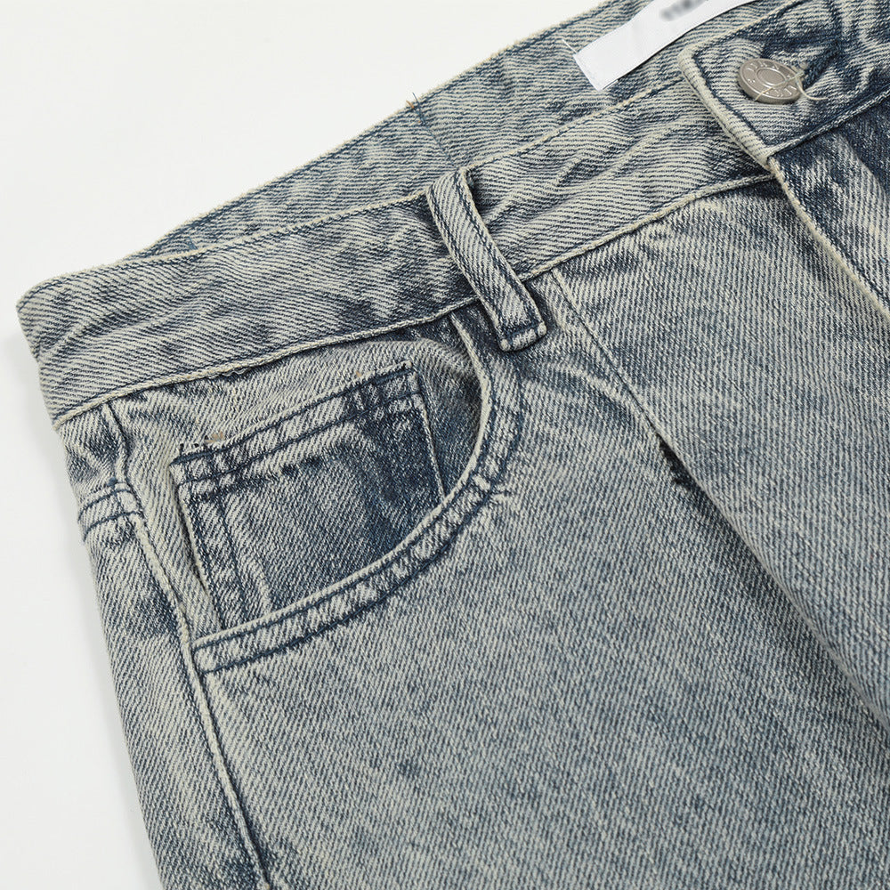 Men Jeans Simple Loose Distressed Straight Casual