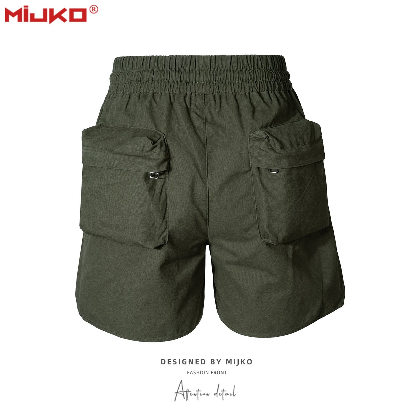 MIJKO Men Shorts 3D Pockets Drawstring Casual Shorts