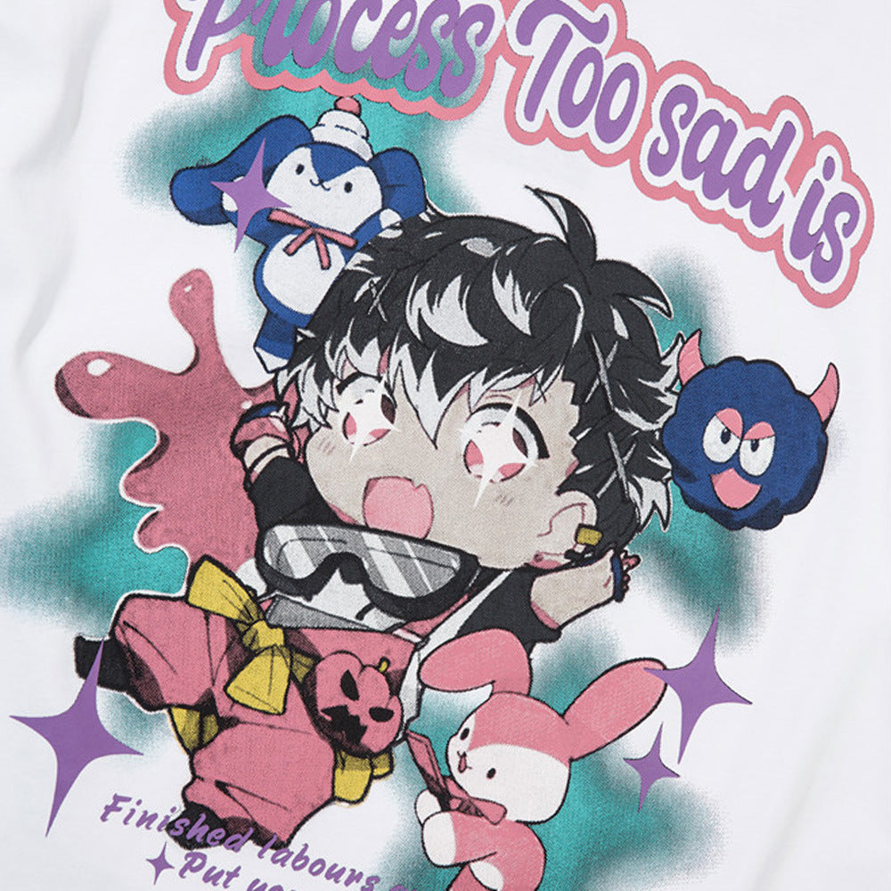 Men Long Sleeve T-shirt Cartoon Anime Print Cute Inner Wear
