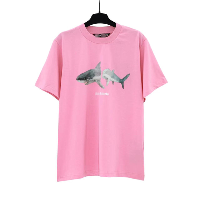 Palm Angle T Shirts Shark Print Loose