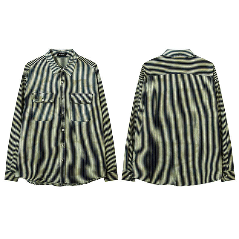 Unisex Vintage Shirt Vintage Striped Shirt Jacket Men