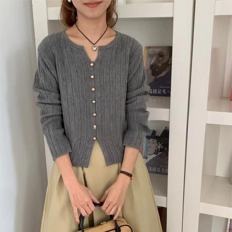 Women Knitted Pullover Autumn Slim-Fit Long-Sleeved Jacket