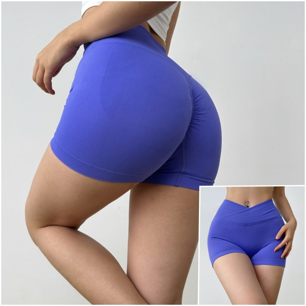 Women Yoga Sports Shorts Yoga Shorts Elastic High Waist Running Workout Shorts