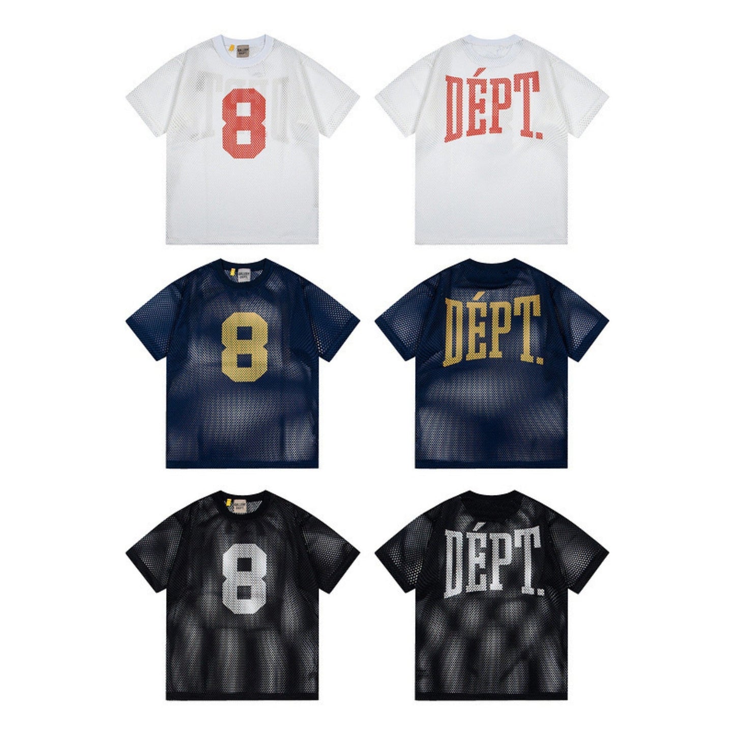 Gallery Dept T-Shirt Alphabet Print Hollow Mesh Short Sleeve T-Shirt