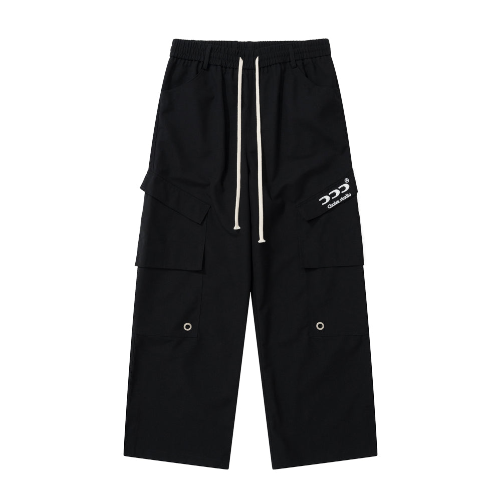 Men Sweatpants Cargo Pants Men's Multi-Pocket Wide Leg Trousers Casual Sports Slit Straight-Leg Pants