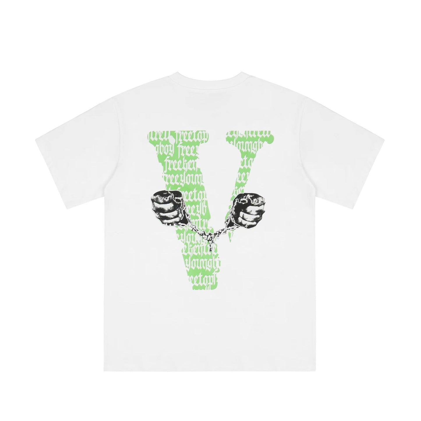 Vlone T Shirts Sanskrit Character Printed Large V Short Sleeve T-shirt Men and Women High Street Loose Half Sleeve