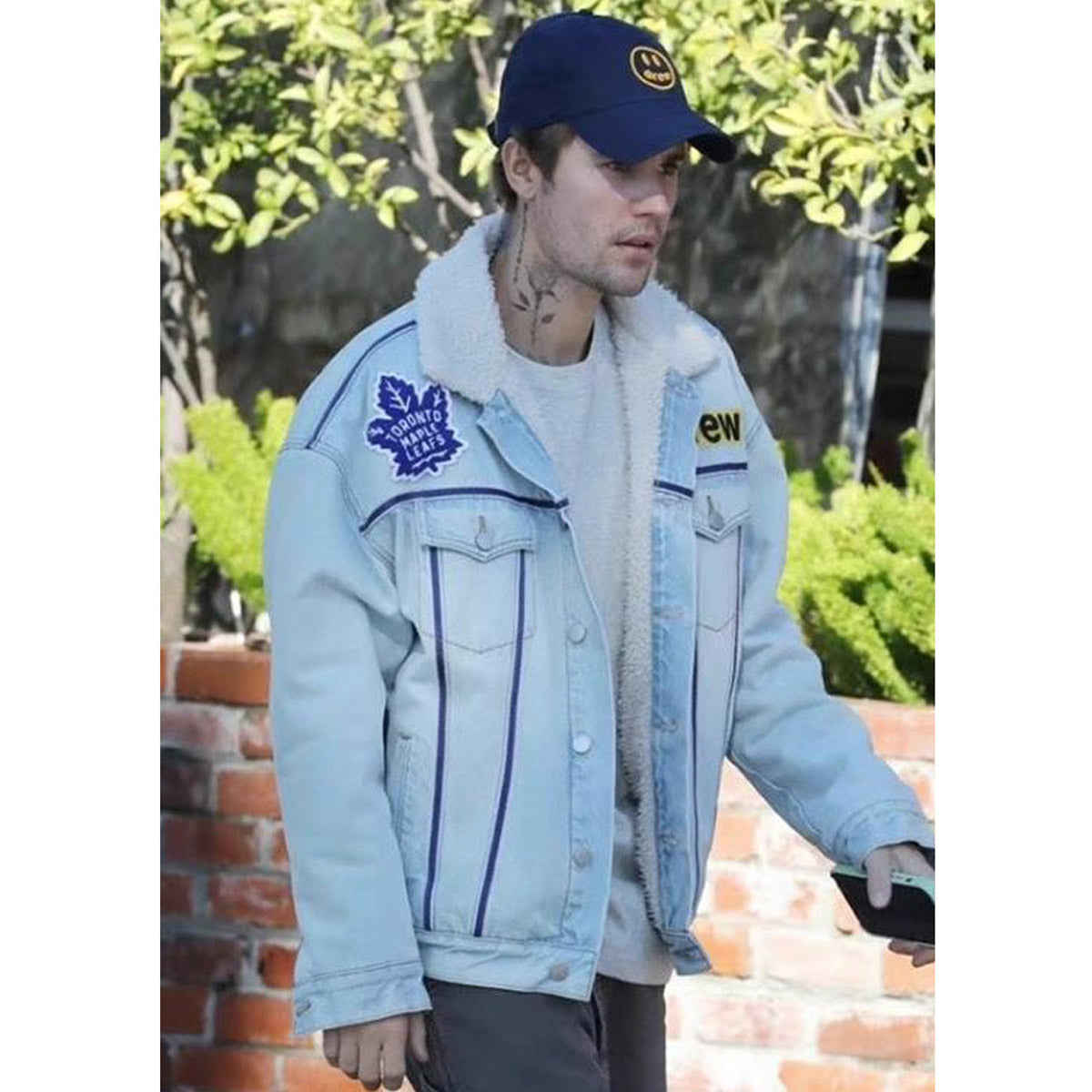 Unisex Denim Jacket Drew Bear Lapel Fleece Fleece Denim Jacket