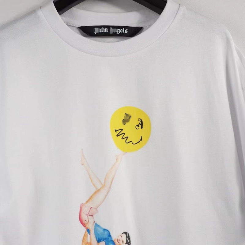 Palm Angels T Shirts Girl's Printed Short Sleeve T-shirt Men's Half Sleeve
