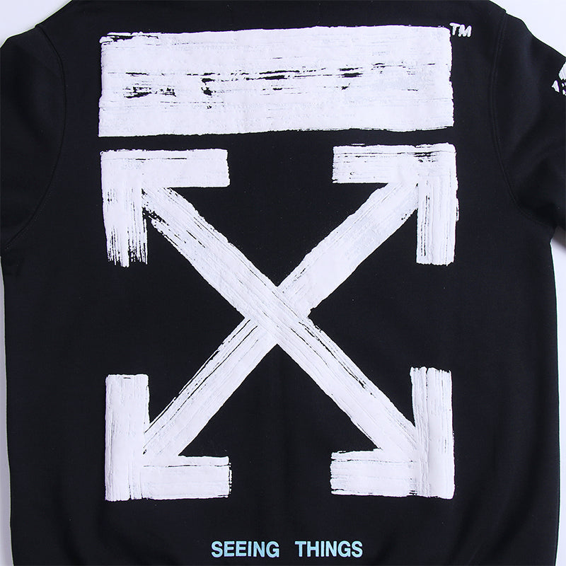 OW Hoodie Foamed Classic Arrow Pattern Sweatshirt