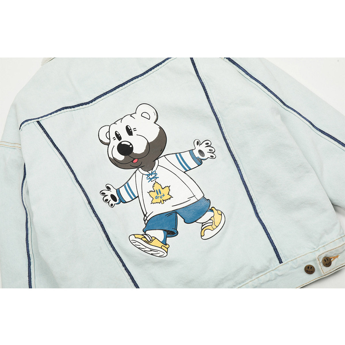 Unisex Denim Jacket Drew Bear Lapel Fleece Fleece Denim Jacket