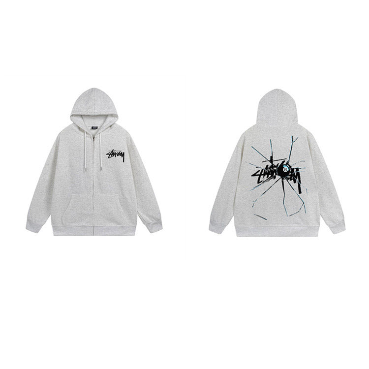 Stussy Hoodie Zip-Up Cardigan Fleece Hooded Sweater