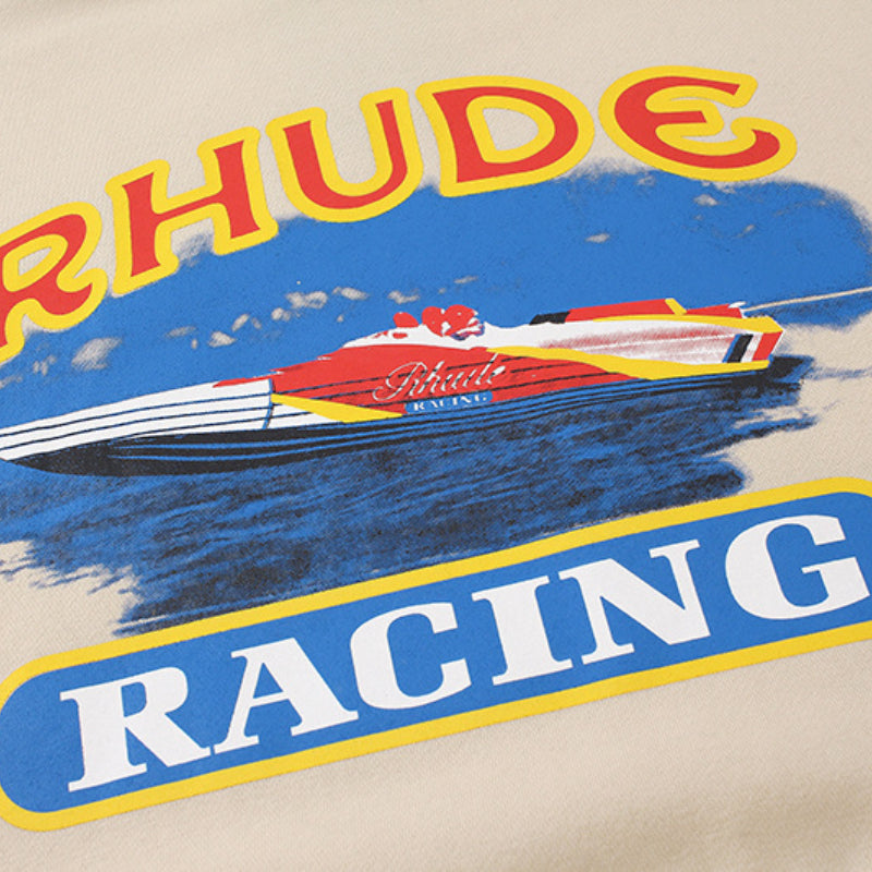 Rhude Hoodie Speedboat Plaid Sleeve Print Hooded Sweater