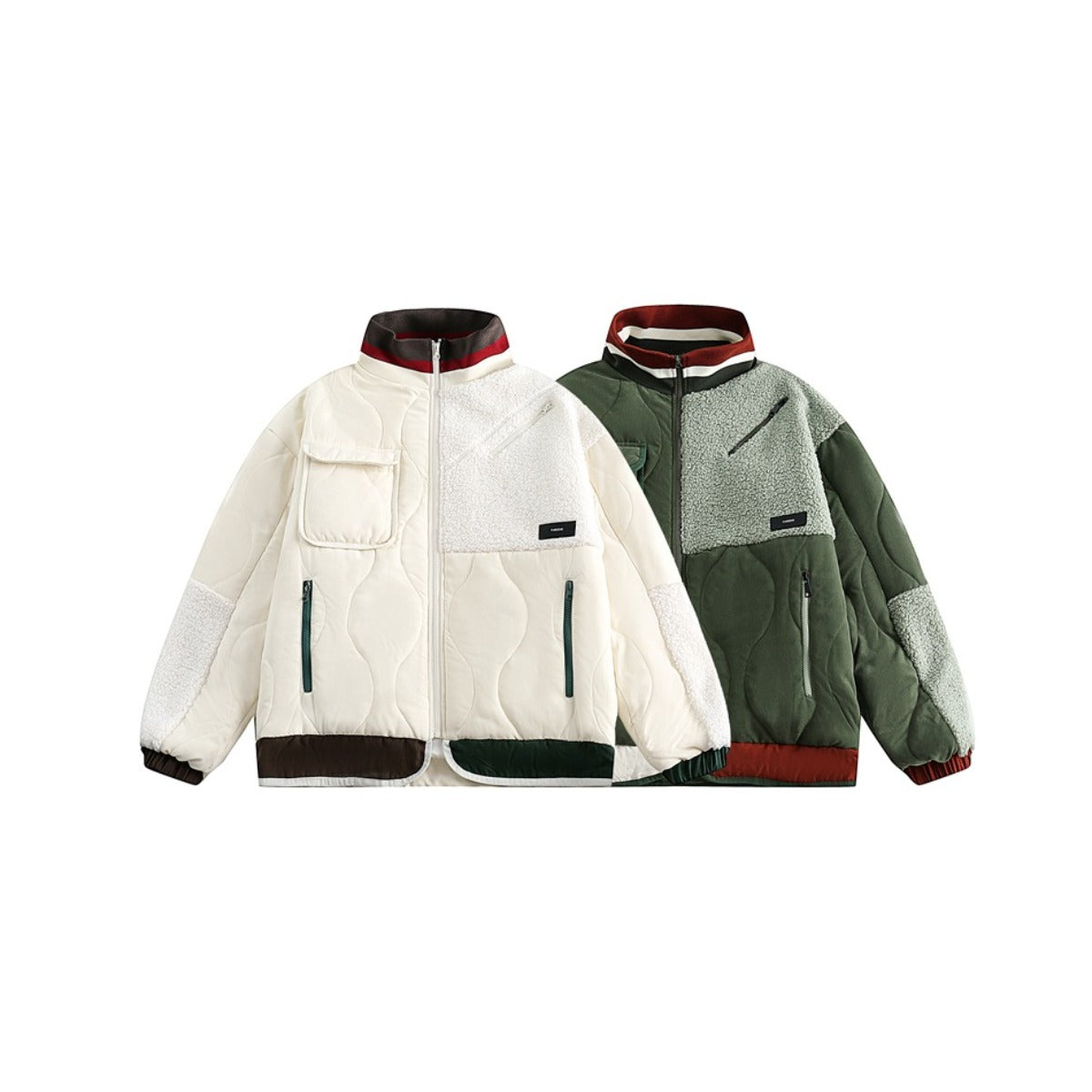 Unisex Coat Retro Patchwork Warm-Keeping Cotton Clothing