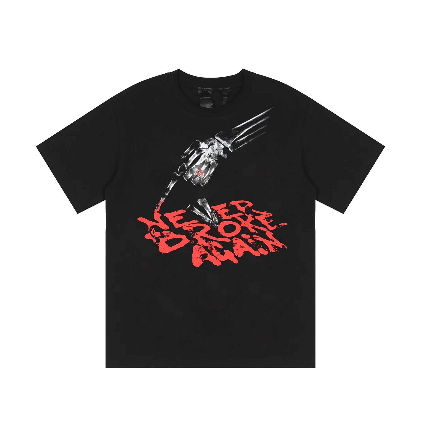 Vlone T Shirts Skull Finger Large V Loose Short Sleeve T-shirt Men and Women High Street Half Sleeve