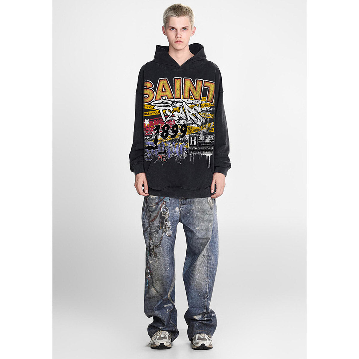 Unisex Hoodies Saint Michael Old Loose Hoodie