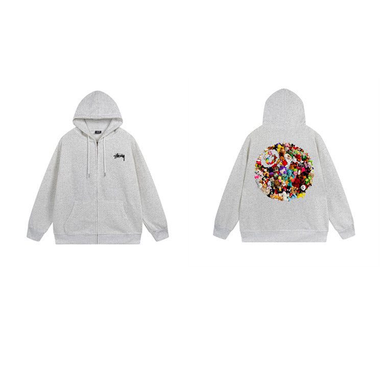 Stussy Hoodie Zip-Up Cardigan Fleece Hooded Sweater