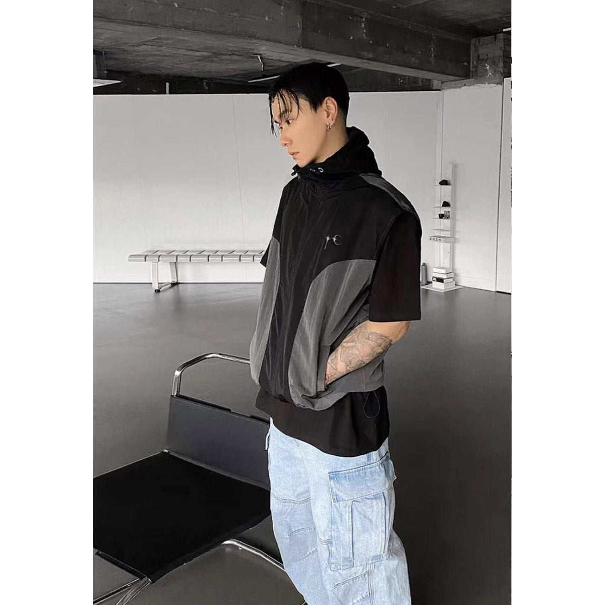 Unisex Sun Protection Shirt Thug Club Locomotive Wind Splicing = Vest Vest Jacket Sunscreen Clothing