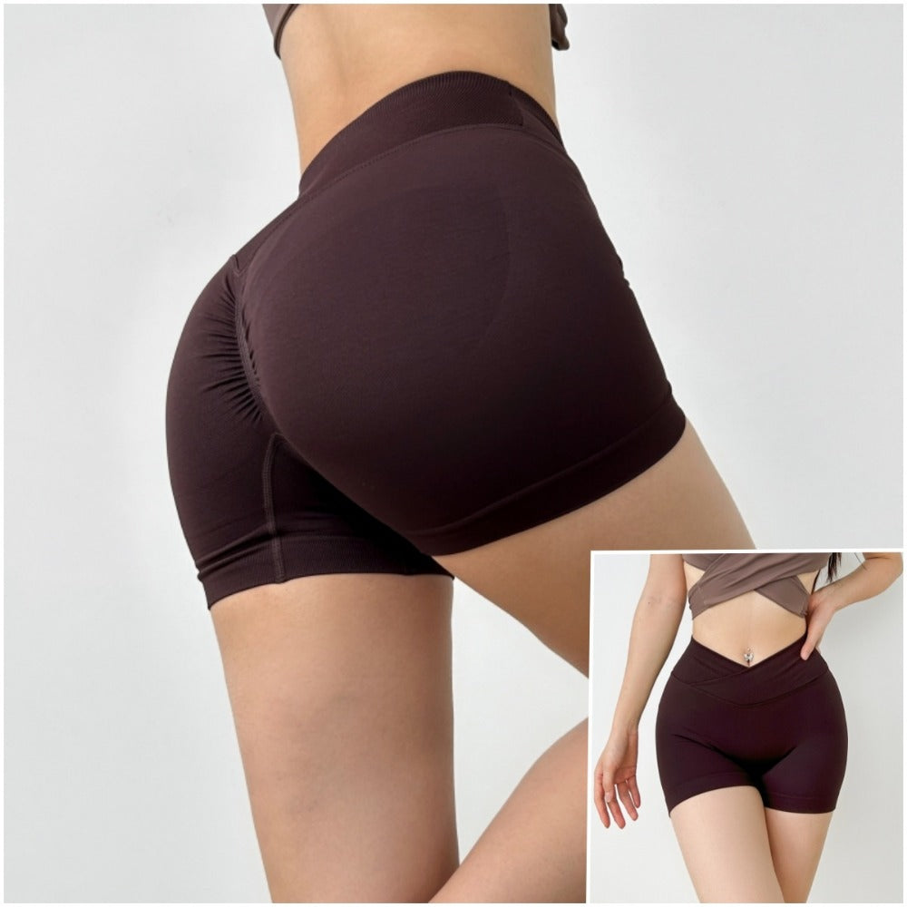 Women Yoga Sports Shorts Yoga Shorts Elastic High Waist Running Workout Shorts