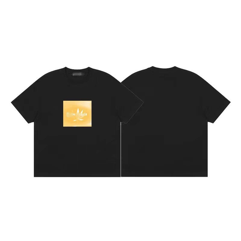 Palm Angels T Shirts Angel Leaves Letter Print Short-Sleeve T-shirt