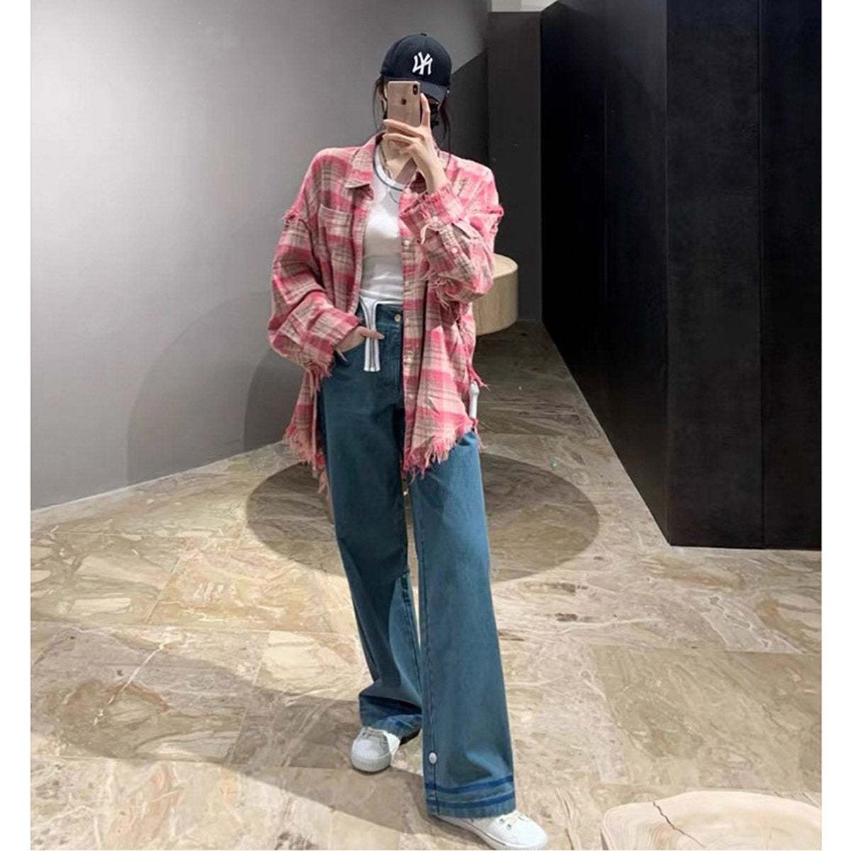 Unisex Shirts Vintage Wash Plaid Shirts