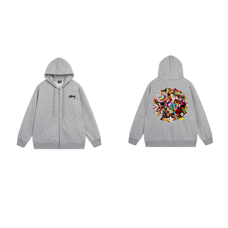 Stussy Hoodie Zip-Up Cardigan Fleece Hooded Sweater