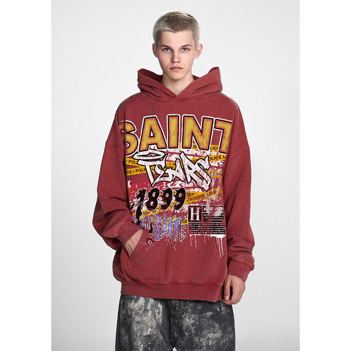 Unisex Hoodies Saint Michael Old Loose Hoodie
