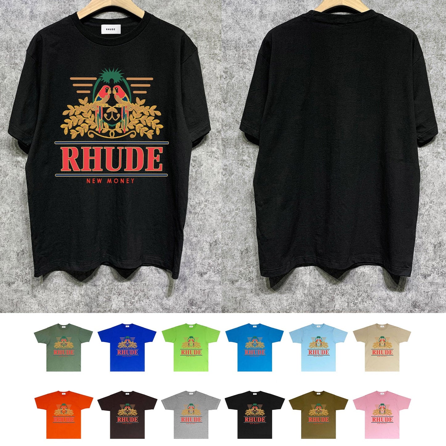 Rhude T Shirts Printed Trendy Pure Cotton