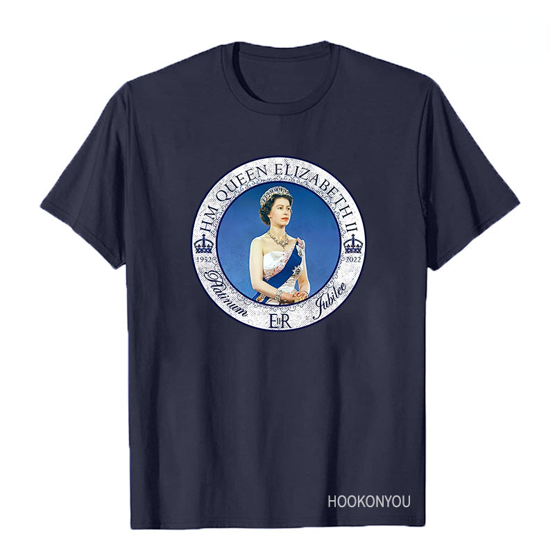 Inspired by Queen's Platinum Jubilee 2022 Elizabeth 70 Years T-shirt Printed round Neck Short Sleeve T-shirt