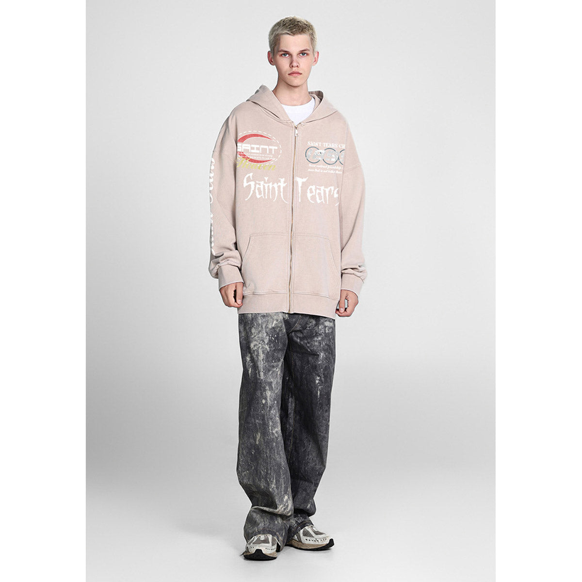 Unisex Hoodies Saint Michael Trendy Old Loose Hoodie