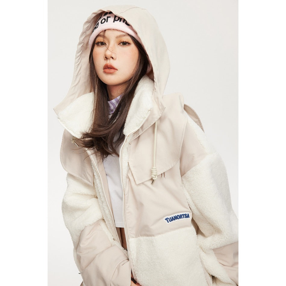 Unisex Coat Youth University Style Lamb Wool Coat Winter