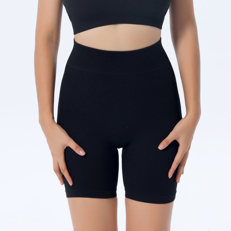 Women Yoga Sports Shorts Quick-Drying Threaded Tight High Waist Yoga Pants Workout Shorts