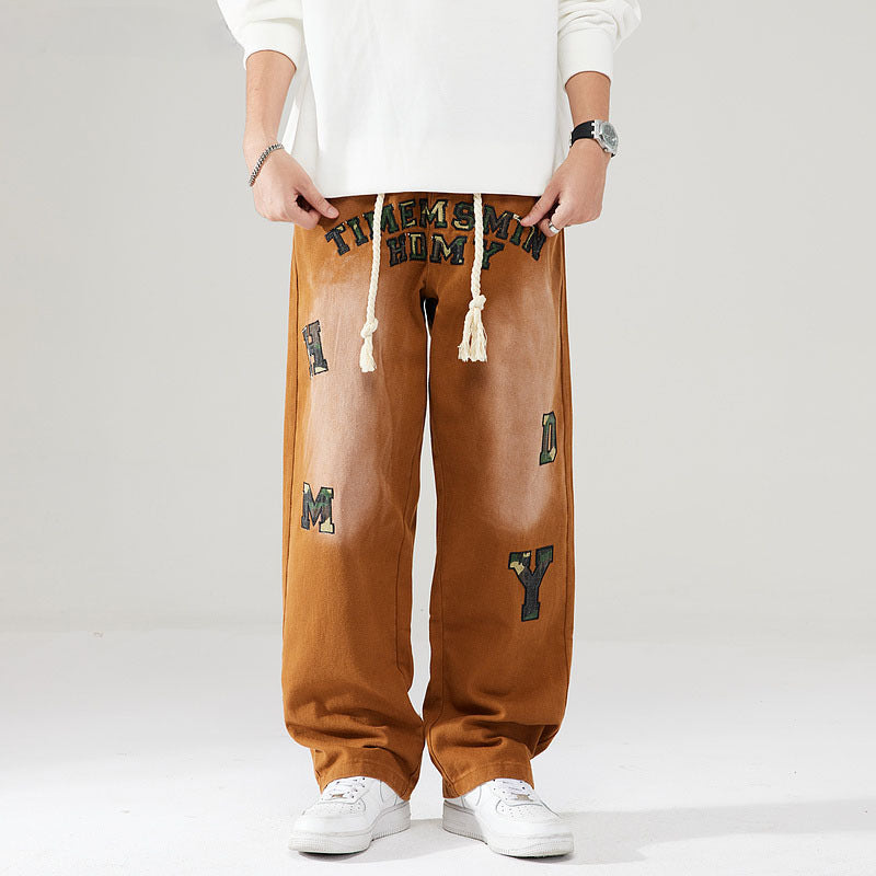 Cargo Pants Patch Loose Casual Pants